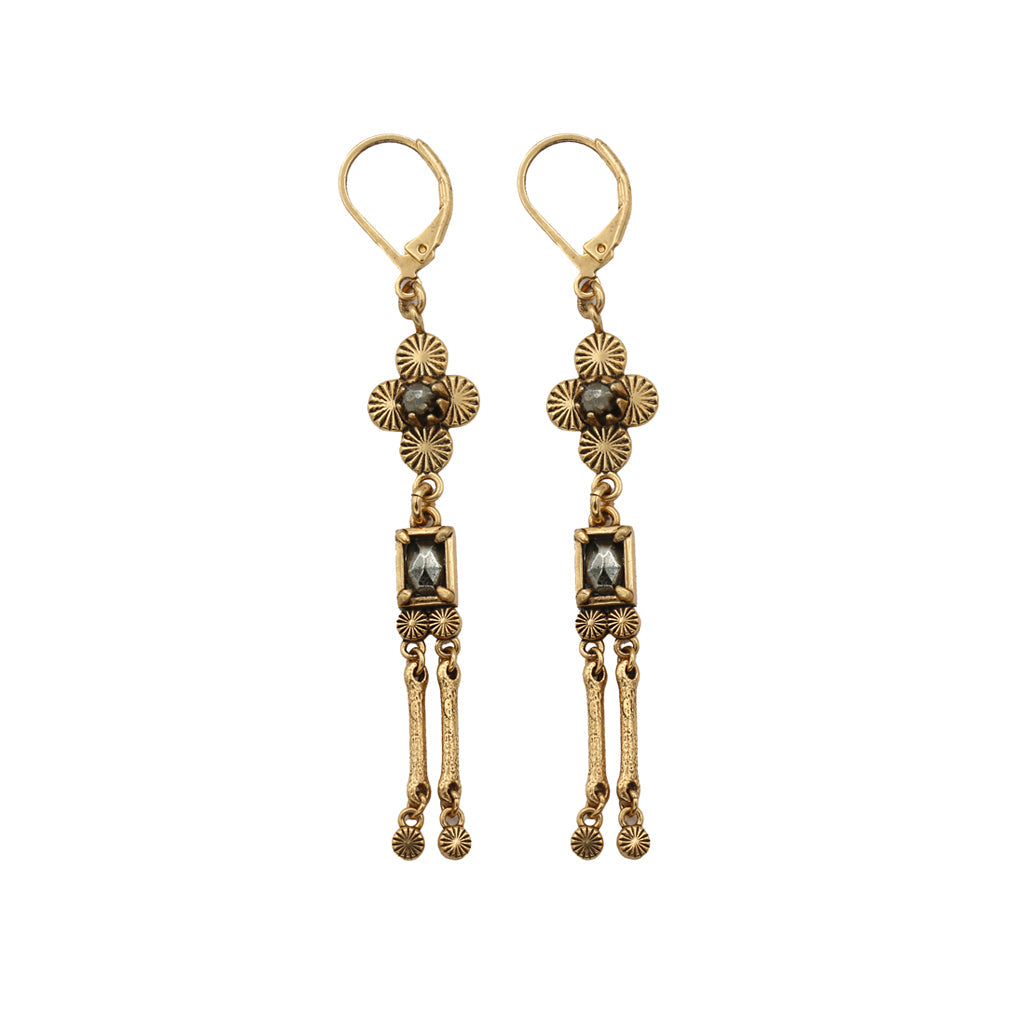 Simone Long Clover Earrings