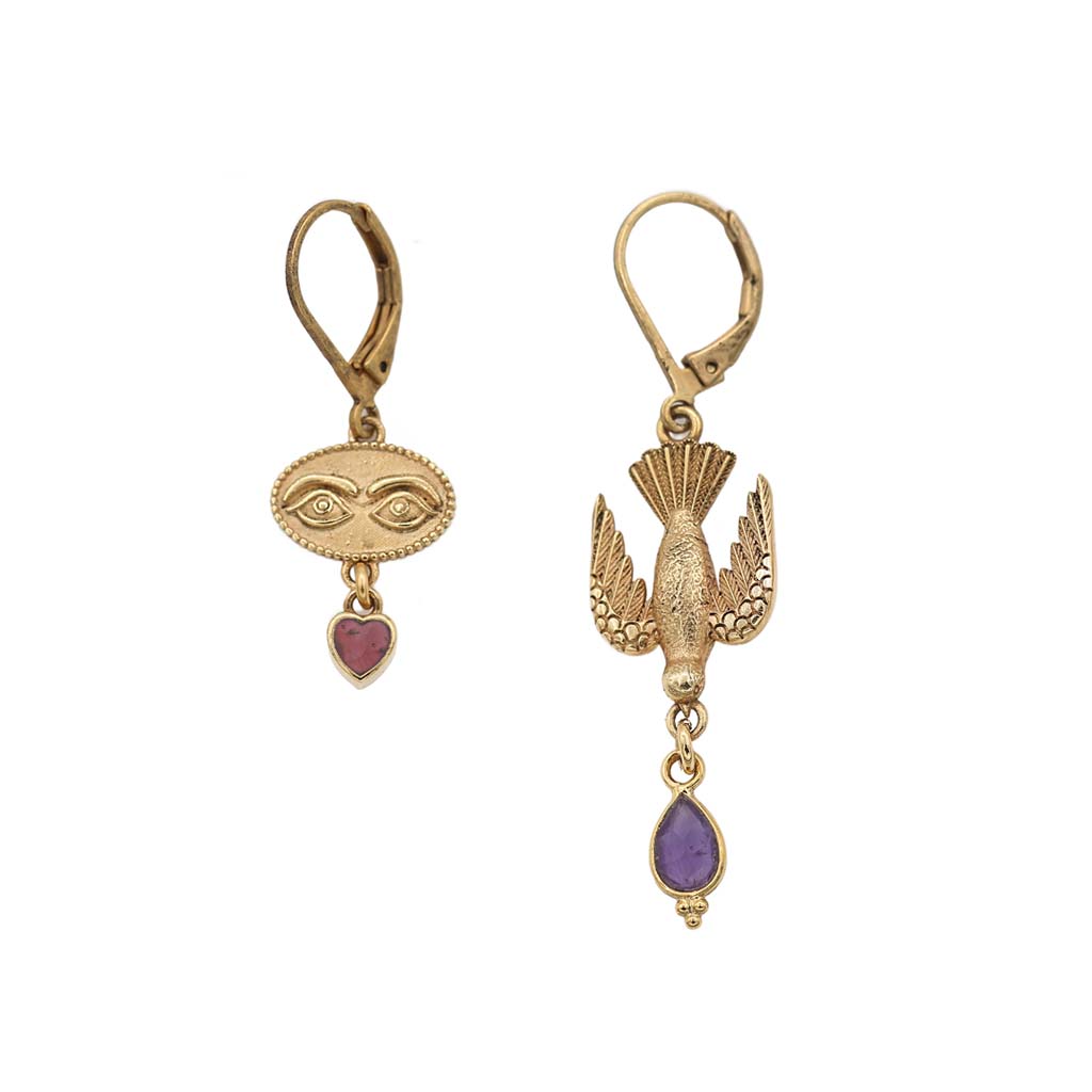 ❄️ Boucles Sacha asymétriques oeil oiseau