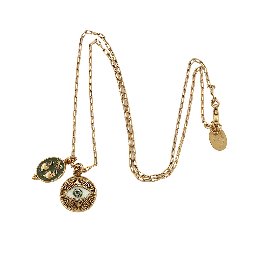 Sacha necklace with double heart medallion 