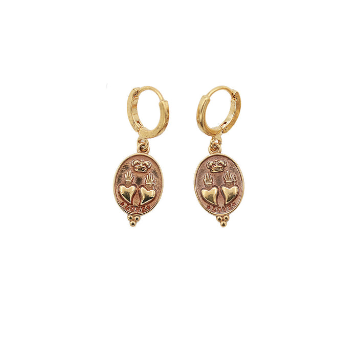Sacha heart medal earrings 