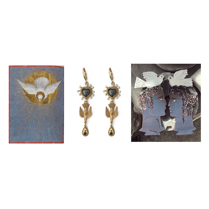 Sacha ex voto heart bird earrings - Wholesale PE 24