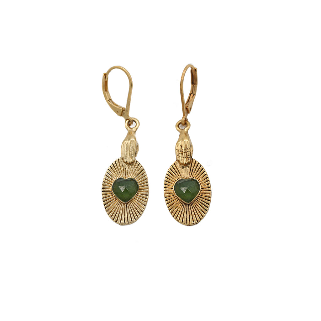Sacha hand heart stone earrings 