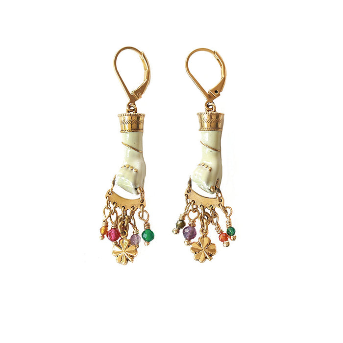 Sacha hand enamel tassel earrings 