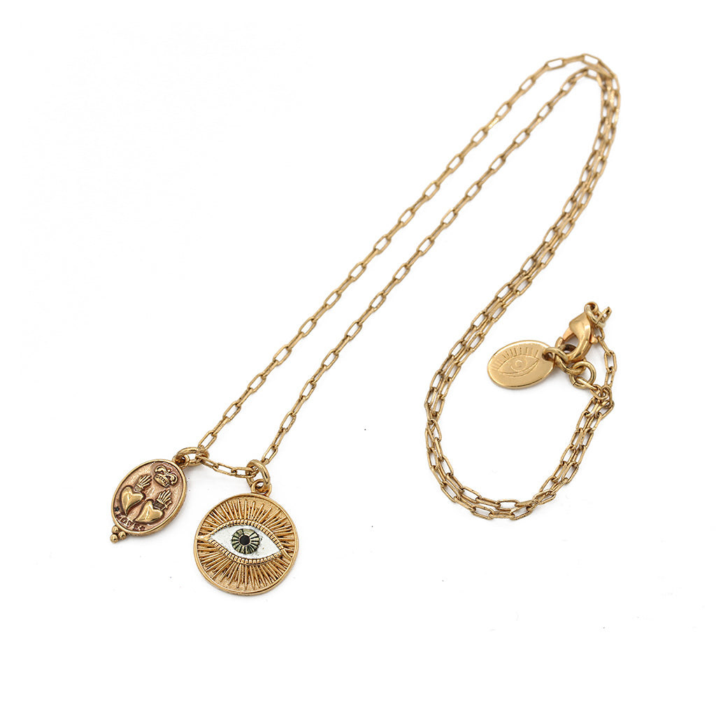 Sacha double heart eye necklace - Wholesale PE 24