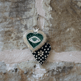 Embroidered pendant - Pearl Heart